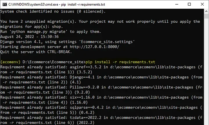 pip install -r requirements.txt installing packages